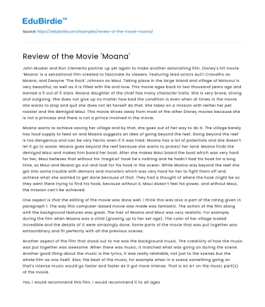Review of the Movie ‘Moana’