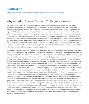 Why America Should Convert To Vegetarianism
