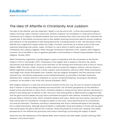 The Idea Of Afterlife In Christianity And Judaism