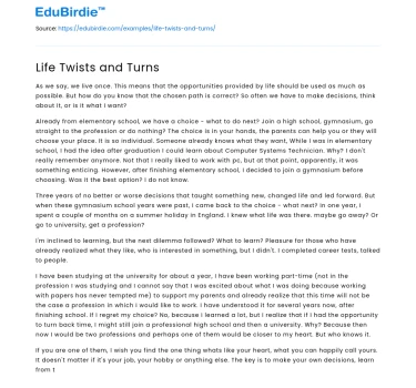 Life Twists and Turns