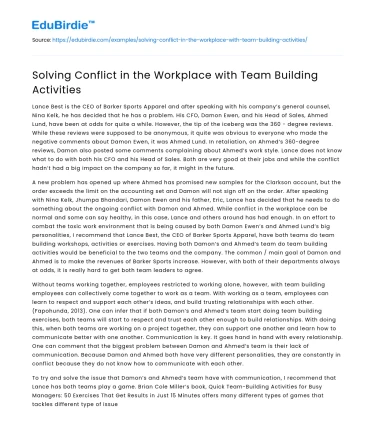 Solving Conflict in the Workplace with Team Building Activities