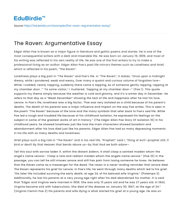 The Raven: Argumentative Essay