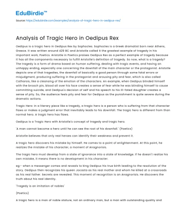 Analysis of Tragic Hero in Oedipus Rex