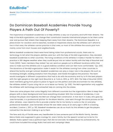 Dominican Baseball Academies: A Path to Prosperity?