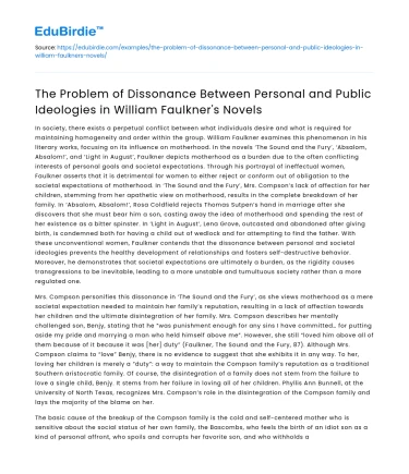 Dissonance in Faulkner’s Novels: Personal vs Public Ideologies