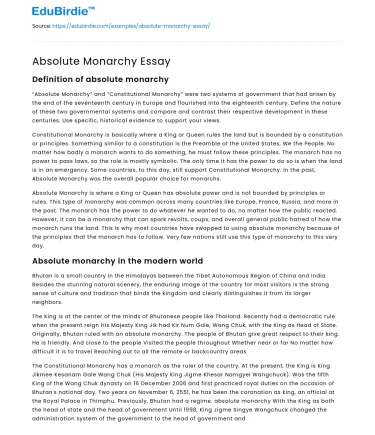 Absolute Monarchy Essay