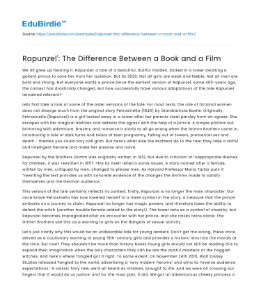 Rapunzel’: The Difference Between a Book and a Film