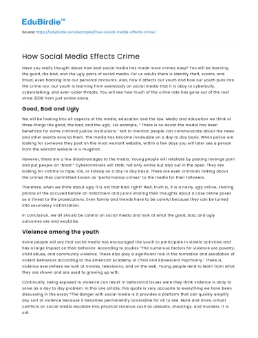 How Social Media Effects Crime