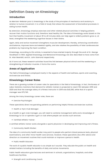Definition Essay on Kinesiology