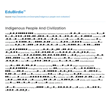 Indigenous People And Civilization