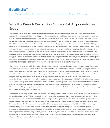 Was the French Revolution Successful: Argumentative Essay