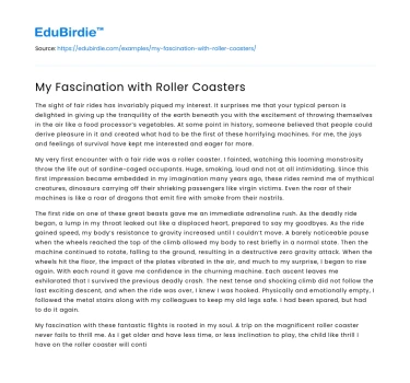 My Fascination with Roller Coasters