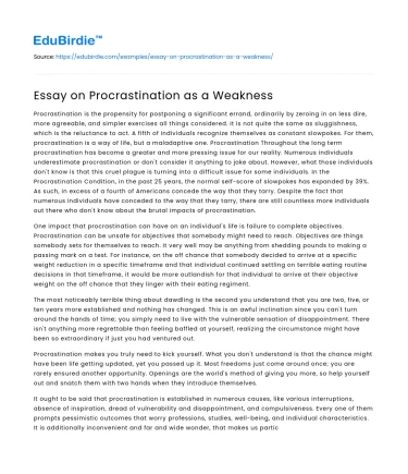 The Detrimental Effects of Procrastination