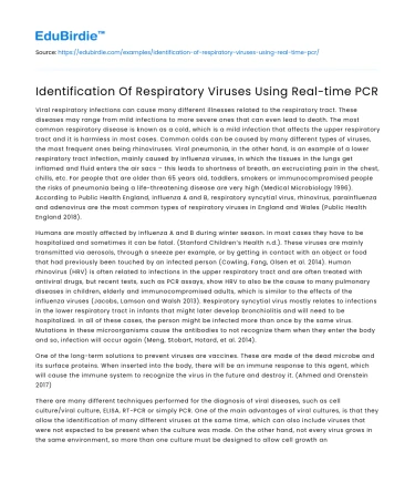 Identification Of Respiratory Viruses Using Real-time PCR