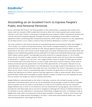 Storytelling: Expressing Public and Personal Personas