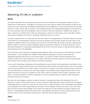 Meaning Of Life In Judaism