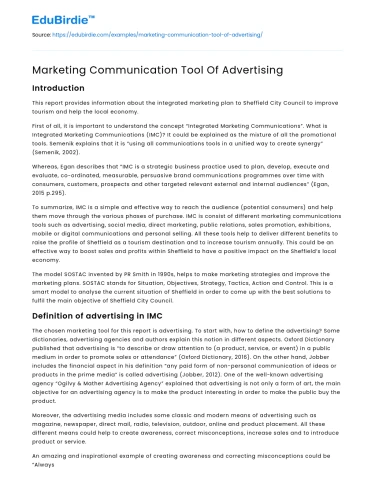 Marketing Communication Tool Of Advertising