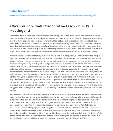 Atticus vs Bob Ewell: Comparative Essay on To Kill A Mockingbird
