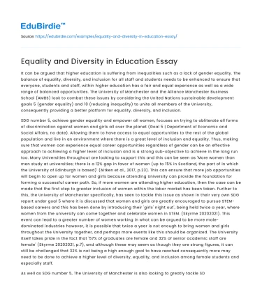 Equality and Diversity in Education Essay