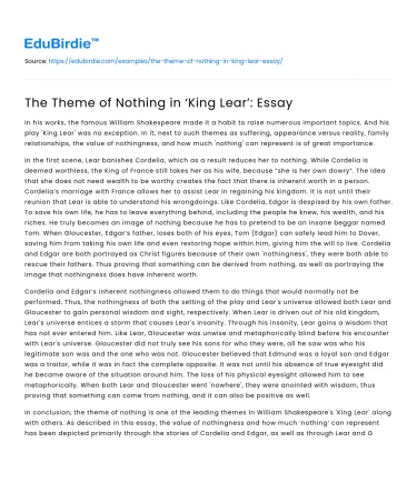 The Theme of Nothing in ‘King Lear’: Essay