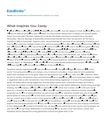 What Inspires You: Essay