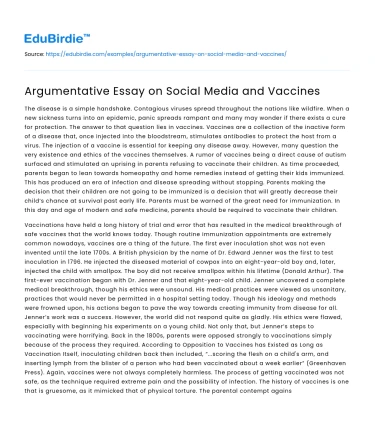 Argumentative Essay on Social Media and Vaccines
