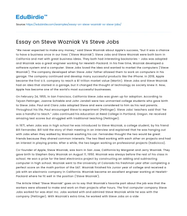 Essay on Steve Wozniak Vs Steve Jobs