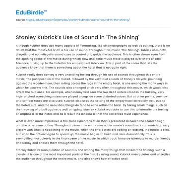 Stanley Kubrick’s Use of Sound in ‘The Shining’