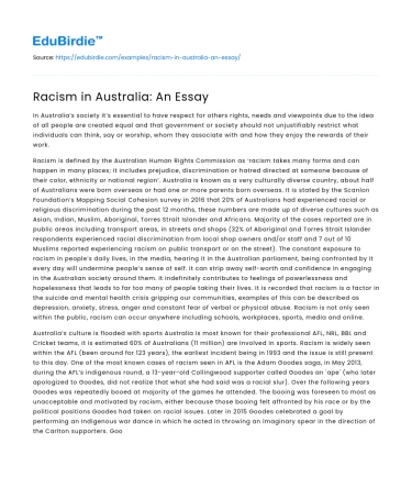 Racism in Australia: An Essay