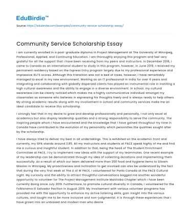 Community Service Scholarship Essay