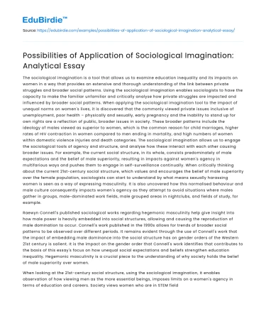 Possibilities of Application of Sociological Imagination