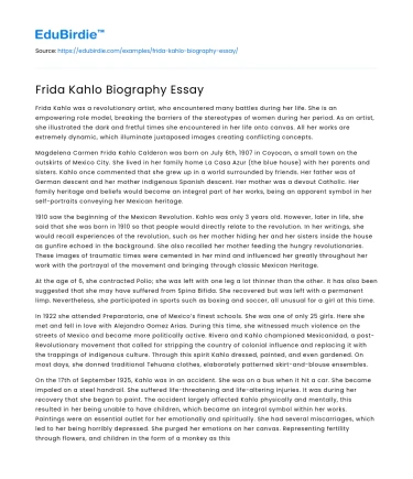 Frida Kahlo Biography Essay