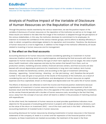 Impact of HR Disclosure on Institution Reputation