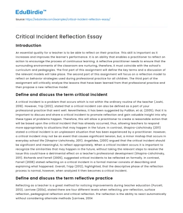 Critical Incident Reflection Essay