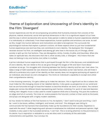 Exploration and Identity in ‘Divergent’
