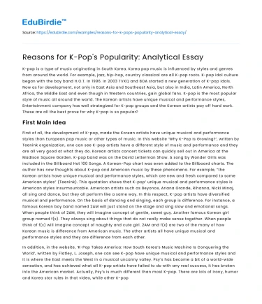 Reasons for K-Pop’s Popularity: Analytical Essay