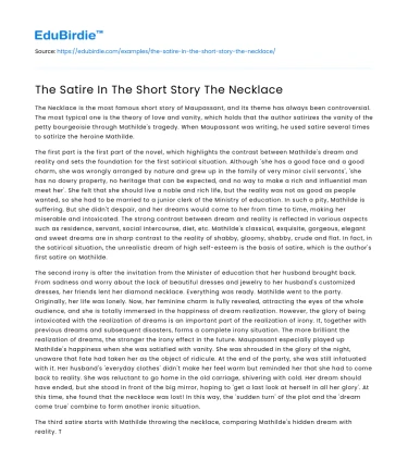 The Satire In The Short Story The Necklace