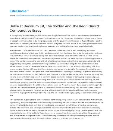 Dulce Et Decorum Est, The Soldier And The Rear-Guard