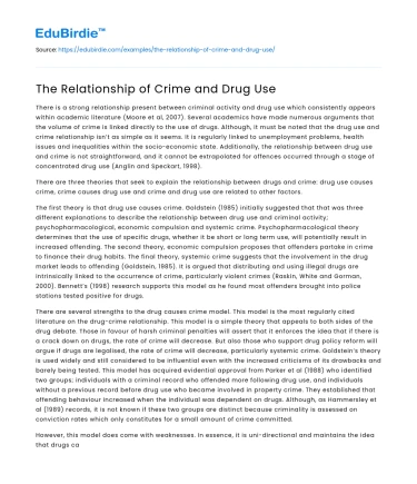 The Relationship of Crime and Drug Use