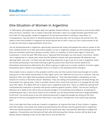 Dire Situation of Women in Argentina