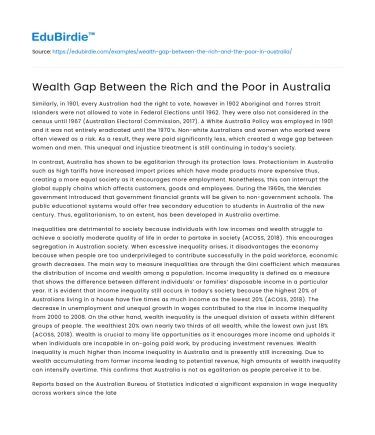 Wealth Gap Between the Rich and the Poor in Australia