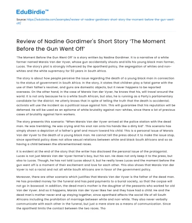 Nadine Gordimer’s ‘The Moment Before the Gun Went Off’ Review