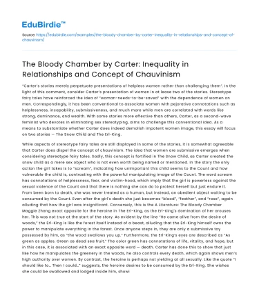 Inequality in Relationships in The Bloody Chamber