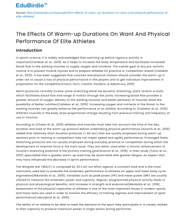 Warm-up Durations Impact Elite Athlete Performance