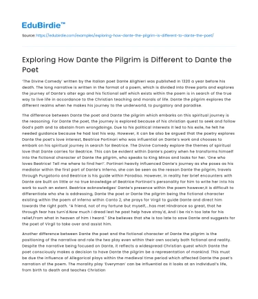 Exploring How Dante the Pilgrim is Different to Dante the Poet