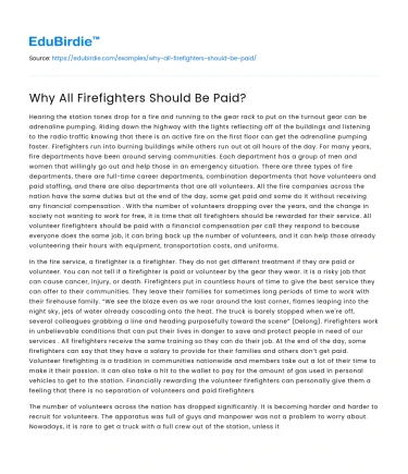 Why All Firefighters Should Be Paid?