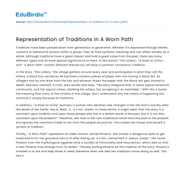Representation of Traditions in A Worn Path