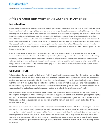 Voices Unveiled: African American Women Authors in America