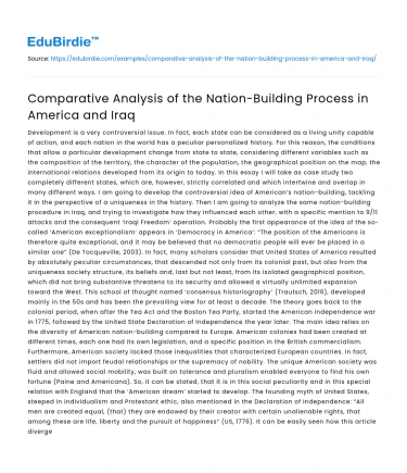 Comparative Analysis of the Nation-Building Process in America and Iraq