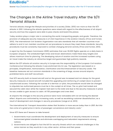 Impact of 9/11 on Airline Travel Industry